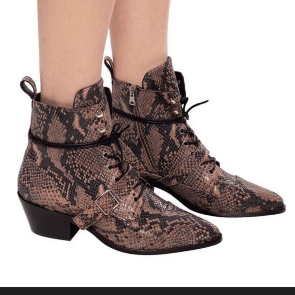 AllSaints Katy Heeled Snakeskin Ankle Boots